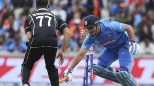 India's Mahendra Singh Dhoni is run out during the Cricket World Cup semifinal match.(AP)