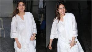 Sara Ali Khan is a sight for sore eyes in a white chikankari kurta-palazzo set. Sara Ali Khan is a sight for sore eyes in a white chikankari kurta-palazzo set.