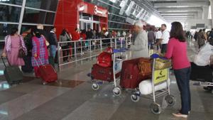 The Delhi airport saw some anxious moments on Saturday after a packet, containing a gold bar, kept unclaimed in a bathroom triggered a bomb scare, officials said.(HT File Photo) The Delhi airport saw some anxious moments on Saturday after a packet, containing a gold bar, kept unclaimed in a bathroom triggered a bomb scare, officials said.(HT File Photo)