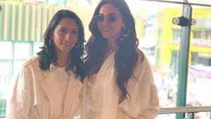 Sisters Deepika Padukone and Anisha pose together. Sisters Deepika Padukone and Anisha pose together.