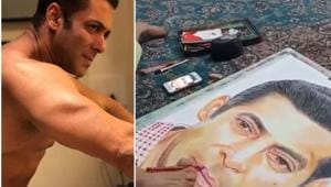 Salman Khan posted a video of his specially abled fan making a portrait of him with her foot(Instagram) Salman Khan posted a video of his specially abled fan making a portrait of him with her foot(Instagram)