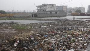 Stagnant water and garbage dumped near the Faridabad Smart City Limited office in Sector 20-A in Faridabad. Solid waste management is one of the key issues that needs to be tackled on priority.(Yogendra Kumar/HT PHOTO) Stagnant water and garbage dumped near the Faridabad Smart City Limited office in Sector 20-A in Faridabad. Solid waste management is one of the key issues that needs to be tackled on priority.(Yogendra Kumar/HT PHOTO)