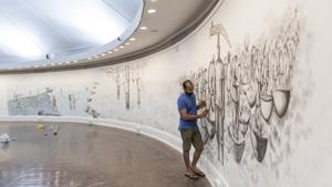 Artist Prabhakar Pachpute at the National Gallery of Modern Art, Fort, Mumbai in April 2016.(Aalok Soni/HT Fille Photo) Artist Prabhakar Pachpute at the National Gallery of Modern Art, Fort, Mumbai in April 2016.(Aalok Soni/HT Fille Photo)