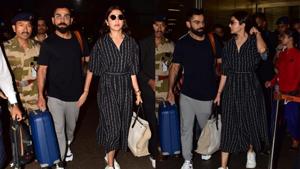 Anushka Sharma, Virat Kohli spotted at Mumbai airport as they returned from England after World Cup 2019.(Varinder Chawla) Anushka Sharma, Virat Kohli spotted at Mumbai airport as they returned from England after World Cup 2019.(Varinder Chawla)