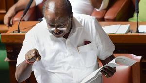 Karnataka Assembly Floor Test: Karnataka Chief Minister H D Kumaraswamy speaks during assembly session at Vidhana Soudha in Bengaluru, Friday(PTI photo) Karnataka Assembly Floor Test: Karnataka Chief Minister H D Kumaraswamy speaks during assembly session at Vidhana Soudha in Bengaluru, Friday(PTI photo)