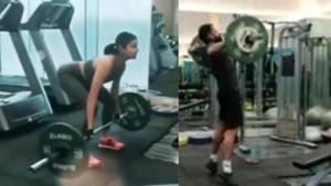 Anushka Sharma, Virat Kohli workout in the gym.(Instagram) Anushka Sharma, Virat Kohli workout in the gym.(Instagram)
