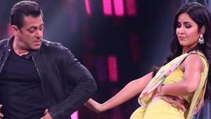 Bollywood actor Salman Khan and Katrina Kaif perform on the set of Super Dancer. Bollywood actor Salman Khan and Katrina Kaif perform on the set of Super Dancer.