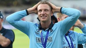 England's Jos Buttler celebrates on the pitch after winning the 2019 Cricket World Cup.(AFP) England's Jos Buttler celebrates on the pitch after winning the 2019 Cricket World Cup.(AFP)