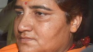 BJP MP Sadhvi Pragya Singh Thakur leaves after a meeting with BJP Working President JP Nadda, at party headquarters in New Delhi on Monday.(Photo: PTI) BJP MP Sadhvi Pragya Singh Thakur leaves after a meeting with BJP Working President JP Nadda, at party headquarters in New Delhi on Monday.(Photo: PTI)