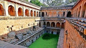 A view of Rajon ki Baoli. The tourism department and civic agencies will spruce up historical water bodies in Mehrauli.(HT Archive) A view of Rajon ki Baoli. The tourism department and civic agencies will spruce up historical water bodies in Mehrauli.(HT Archive)