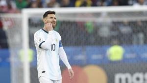 Argentina's Lionel Messi looks up during Copa America third-place soccer match against Chile.(AP) Argentina's Lionel Messi looks up during Copa America third-place soccer match against Chile.(AP)