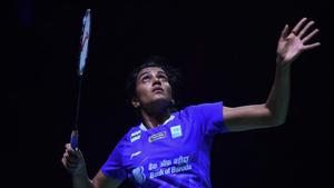 PV Sindhu in action at the Indonesia Open against Akane Yamaguchi.(AFP) PV Sindhu in action at the Indonesia Open against Akane Yamaguchi.(AFP)