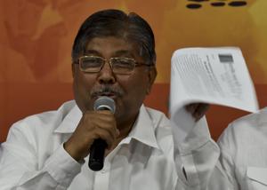 Maharashtra BJP chief Chandrakant Patil addressed the media on Wednesday.(HT photo) Maharashtra BJP chief Chandrakant Patil addressed the media on Wednesday.(HT photo)