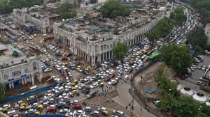 The administration’s primary focus is to improve design elements at Bakhtawar Chowk and Rajiv Chowk, to facilitate the movement of vehicles at these important junctions.(AFP Photo/Prakash Singh) The administration’s primary focus is to improve design elements at Bakhtawar Chowk and Rajiv Chowk, to facilitate the movement of vehicles at these important junctions.(AFP Photo/Prakash Singh)