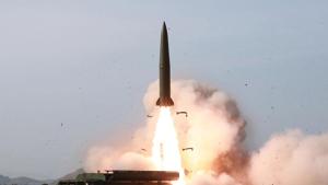 North Korea fired a new type of short-range ballistic missile in two launches into the sea on Thursday.(AP Photo) North Korea fired a new type of short-range ballistic missile in two launches into the sea on Thursday.(AP Photo)
