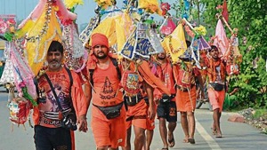 Deputy commissioner of police (southeast) Chinmoy Biswal said Karana and other Kanwariyas were travelling in a truck with speakers in it.(HT Photo) Deputy commissioner of police (southeast) Chinmoy Biswal said Karana and other Kanwariyas were travelling in a truck with speakers in it.(HT Photo)