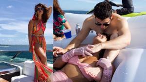Priyanka Chopra and Nick Jonas during her birthday celebrations on a yacht in Miami. Priyanka Chopra and Nick Jonas during her birthday celebrations on a yacht in Miami.