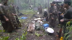 Photos of the Maoist camp where the encounter took place.(HT Photo) Photos of the Maoist camp where the encounter took place.(HT Photo)