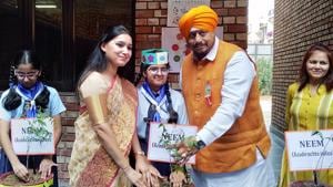 The guests interacted with Ryan students and planted saplings(HT) The guests interacted with Ryan students and planted saplings(HT)