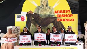 File photo of nuns’ protest against bishop Franco Mullakal demanding justice for the nun who has accused him of sexual assault.(Vivek Nair / HT File Photo)