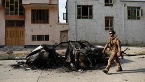 An Afghan security force walks past a burnt vehicle after Sunday’s attack at the site in Kabul, Afghanistan July 29, 2019. REUTERS(REUTERS) An Afghan security force walks past a burnt vehicle after Sunday’s attack at the site in Kabul, Afghanistan July 29, 2019. REUTERS(REUTERS)