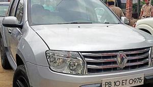 The Renault Duster in which the couple was travelling from Chandigarh to Ludhiana on the night of July 29, 2019.(HT Photo) The Renault Duster in which the couple was travelling from Chandigarh to Ludhiana on the night of July 29, 2019.(HT Photo)