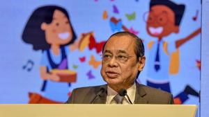 Chief Justice of India Ranjan Gogoi addresses the Happiness Education Conference 2019, in New Delhi, Wednesday, July 31, 2019.(PTI) Chief Justice of India Ranjan Gogoi addresses the Happiness Education Conference 2019, in New Delhi, Wednesday, July 31, 2019.(PTI)