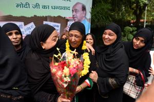 Muslim women during celebrations on the passing of the Triple Talaq bill in Rajya Sabha.(Amal KS/HT FILE PHOTO) Muslim women during celebrations on the passing of the Triple Talaq bill in Rajya Sabha.(Amal KS/HT FILE PHOTO)