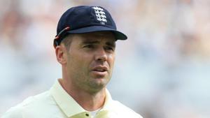England's James Anderson looks on during play on the opening day of the first Ashes Test.(AFP) England's James Anderson looks on during play on the opening day of the first Ashes Test.(AFP)