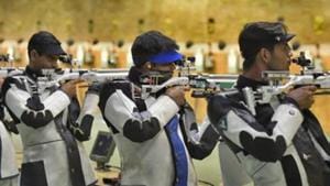 Representative image: File image of Indian shooters in action during a training session.(Burhaan Kinu/HT PHOTO) Representative image: File image of Indian shooters in action during a training session.(Burhaan Kinu/HT PHOTO)
