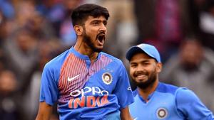File image of Khaleel Ahmed and Rishabh Pant.(AFP) File image of Khaleel Ahmed and Rishabh Pant.(AFP)