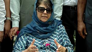 Former Chief Minister of Jammu and Kashmir Mehbooba Mufti addressing media in Srinagar on Sunday. (ANI Photo) Former Chief Minister of Jammu and Kashmir Mehbooba Mufti addressing media in Srinagar on Sunday. (ANI Photo)