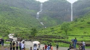 Pandavkada waterfalls and its surroundings are a restricted area, as there is no adequate infrastructure to ensure safety of tourists.(Bachchan Kumar/ HT file photo) Pandavkada waterfalls and its surroundings are a restricted area, as there is no adequate infrastructure to ensure safety of tourists.(Bachchan Kumar/ HT file photo)