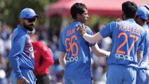 Navdeep Saini was the star with the ball for India(AP) Navdeep Saini was the star with the ball for India(AP)