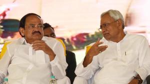 Vice President, M Venkaiah Naidu seen with chief minister Nitish Kumar at Patna High School, in Gardanibagh, Patna, on Sunday, Aug 4, 2019.(Santosh Kumar / HT Photo) Vice President, M Venkaiah Naidu seen with chief minister Nitish Kumar at Patna High School, in Gardanibagh, Patna, on Sunday, Aug 4, 2019.(Santosh Kumar / HT Photo)