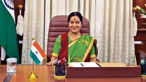 Sushma Swaraj was external affairs minister in Narendra Modi’s first government(Arvind Yadav (HT FILE Photo))