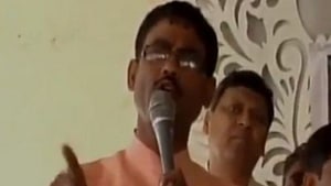 Vikram Saini said bachelors in BJP were now welcome to go to Kashmir, buy plots of land and get married.(ANI Digita/Twitter) Vikram Saini said bachelors in BJP were now welcome to go to Kashmir, buy plots of land and get married.(ANI Digita/Twitter)
