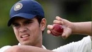 Arjun Tendulkar, son of Sachin Tendulkar, has been selected in Mumbai’s squad for the Vizzy Trophy(AFP)