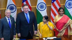 US Secretary of State Mike Pompeo condoled the death of former External Affairs Minister Sushma Swaraj late on Tuesday night.(PTI PHOTO.) US Secretary of State Mike Pompeo condoled the death of former External Affairs Minister Sushma Swaraj late on Tuesday night.(PTI PHOTO.)