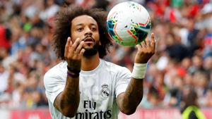 Real Madrid's Marcelo during the warm up before the match.(REUTERS) Real Madrid's Marcelo during the warm up before the match.(REUTERS)