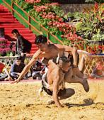 Naga men from the Chakheshang tribe wrestling as part of the third day of the Hornbill Festival in Nagaland.(NurPhoto via Getty Images) Naga men from the Chakheshang tribe wrestling as part of the third day of the Hornbill Festival in Nagaland.(NurPhoto via Getty Images)