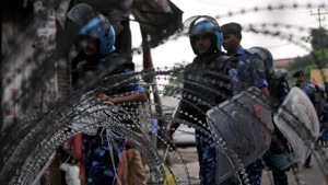 Rapid Action Force (RAF) personnel patrol a street during restrictions in Jammu, on Friday, Aug 9, 2019.((Photo by Nitin Kanotra / Hindustan Times)) Rapid Action Force (RAF) personnel patrol a street during restrictions in Jammu, on Friday, Aug 9, 2019.((Photo by Nitin Kanotra / Hindustan Times))