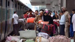Indian and Pakistani passengers come out of the Samjhauta Express at Attari railway station in Amritsar on Thursday.)(ANI) Indian and Pakistani passengers come out of the Samjhauta Express at Attari railway station in Amritsar on Thursday.)(ANI)