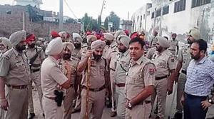 Police after the firing in which six nihangs had received bullet injuries at Mehta Chowk in Amritsar on August 2.(HT File) Police after the firing in which six nihangs had received bullet injuries at Mehta Chowk in Amritsar on August 2.(HT File)