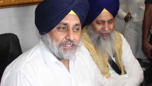 Former chief minister Parkash Singh Badal, SAD president Sukhbir Singh Badal and entire party leadership will address workers at the conference.(HT file photo) Former chief minister Parkash Singh Badal, SAD president Sukhbir Singh Badal and entire party leadership will address workers at the conference.(HT file photo)