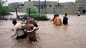 National Disaster Response Force (NDRF) team rescued 47 students and 6 teachers from Kasturba Gandhi Girls School in Morbi district on Saturday.(ANI Photo) National Disaster Response Force (NDRF) team rescued 47 students and 6 teachers from Kasturba Gandhi Girls School in Morbi district on Saturday.(ANI Photo)