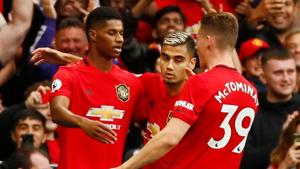 Manchester United's Marcus Rashford celebrates scoring their first goal.(Action Images via Reuters) Manchester United's Marcus Rashford celebrates scoring their first goal.(Action Images via Reuters)