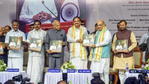 Union Home Minister Amit Shah speaks during the release of the book “Listening, Learning and Leading”, a chronicle of the Vice President of India's two years in office, at a function in Chennai, Sunday, Aug 11, 2019.(PTI) Union Home Minister Amit Shah speaks during the release of the book “Listening, Learning and Leading”, a chronicle of the Vice President of India's two years in office, at a function in Chennai, Sunday, Aug 11, 2019.(PTI)