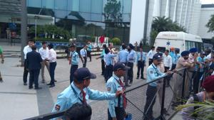 A phone call about a bomb in Chandigarh’s Elante mall was received on Monday morning.(Sanjeev Sharma/ HT photo) A phone call about a bomb in Chandigarh’s Elante mall was received on Monday morning.(Sanjeev Sharma/ HT photo)