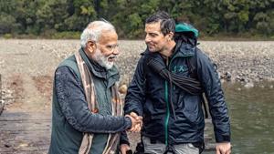 PM Narendra Modi and Bear Grylls in a still from the Man vs Wild special episode. PM Narendra Modi and Bear Grylls in a still from the Man vs Wild special episode.